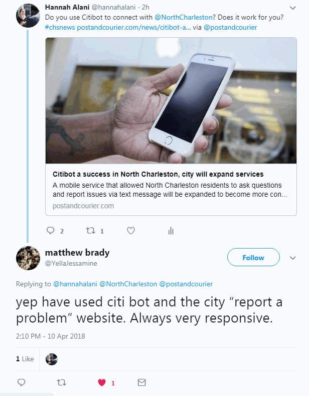 Citibot tweet